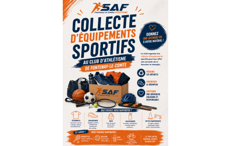 🏃‍♀️ Collecte d’équipements sportifs au sein du club d’athlétisme de Fontenay-le-Comte 🏃‍♂️