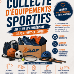 🏃‍♀️ Collecte d’équipements sportifs au sein du club d’athlétisme de Fontenay-le-Comte 🏃‍♂️