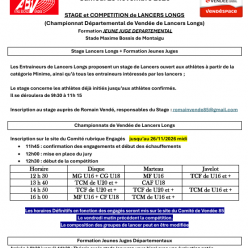 Stage et Compétition de Lancers Longs + Formation Jeune Juge